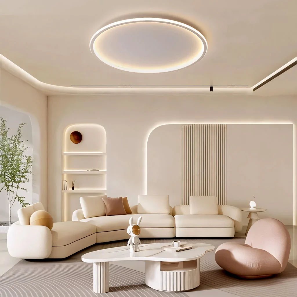 Zev Rund Loftlampe | Moderne Design | Kunstnerisk Silhuet | Premium Metal & Akryl | Tidløse Farver | Perfekt til Enhver Rumstørrelse | Hjem Belysning | Sort & Hvid | Chic og Funktionel Indretning
