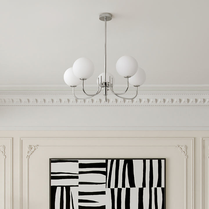 Różowa lampa sufitowa ze szkła w kształcie bańki | Elegancki design pianki marshmallow | 3/5 źródeł światła | Regulowana długość zawieszenia 150 cm