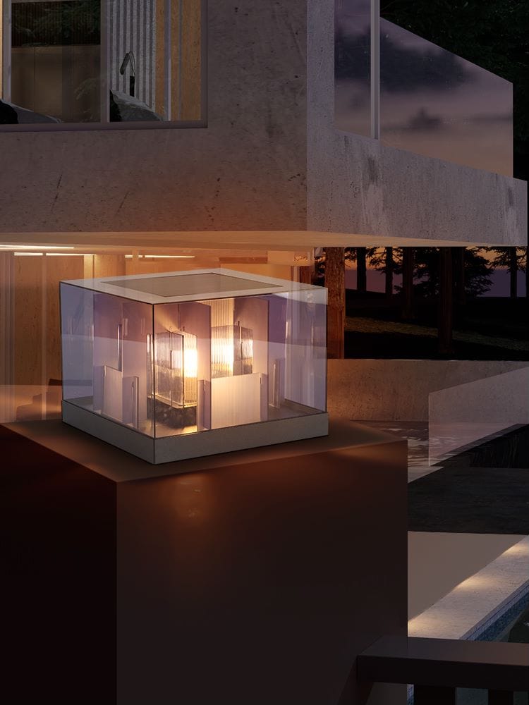 Cubex Gleam | Außen Solarleuchte | Elegantes Design | Schwarz | Strapazierfähig und Energieeffizient | 20x20x25 cm | Automatik für