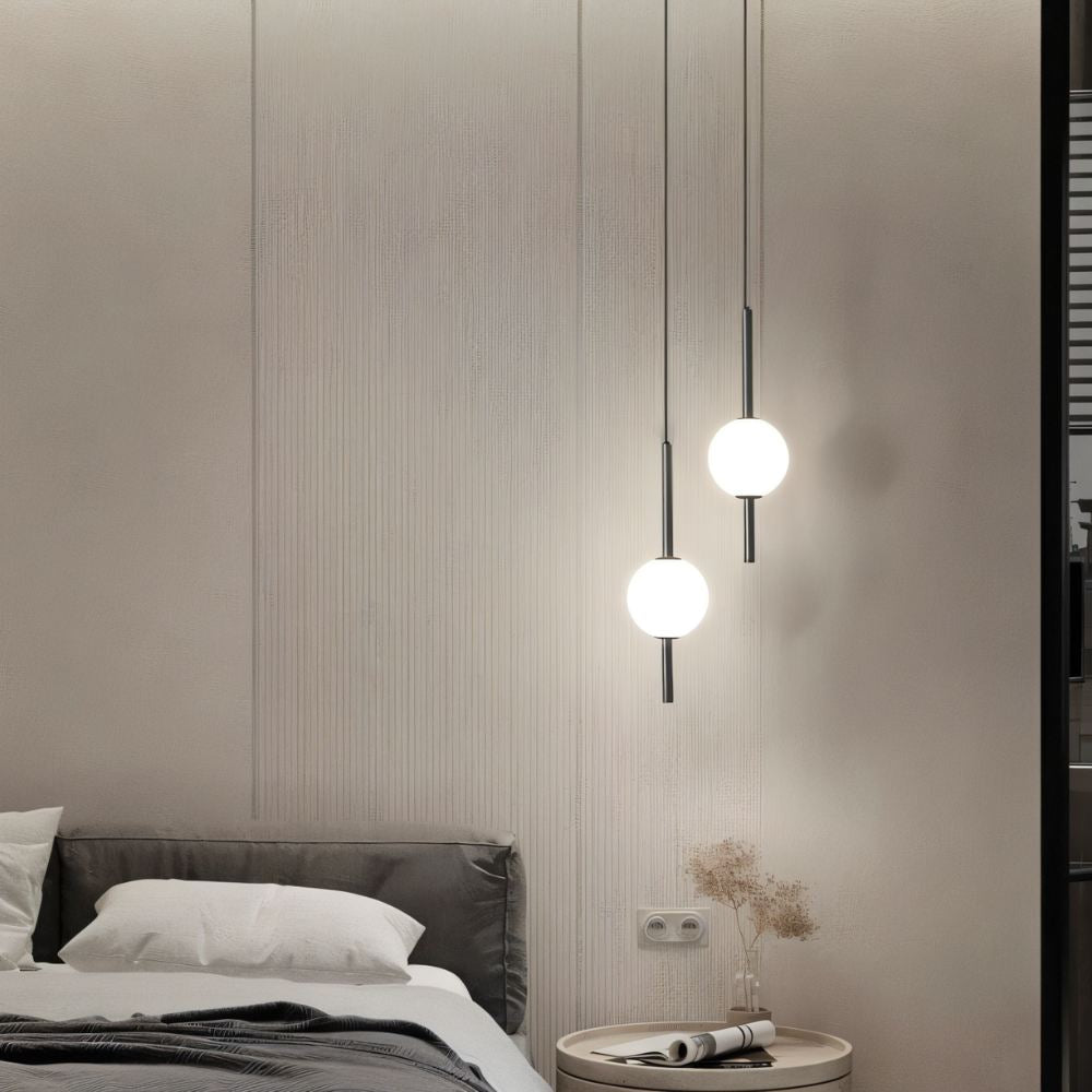 Loftlampe Skandinavisk Design | Glas og Metal | LED Energisparer | Justerbar Kabel 1,2m | Moderne Look | Til Stue Soveværelse Spisestue | Universel Kompatibilitet 90-260V AC | Elegant og Funktionel