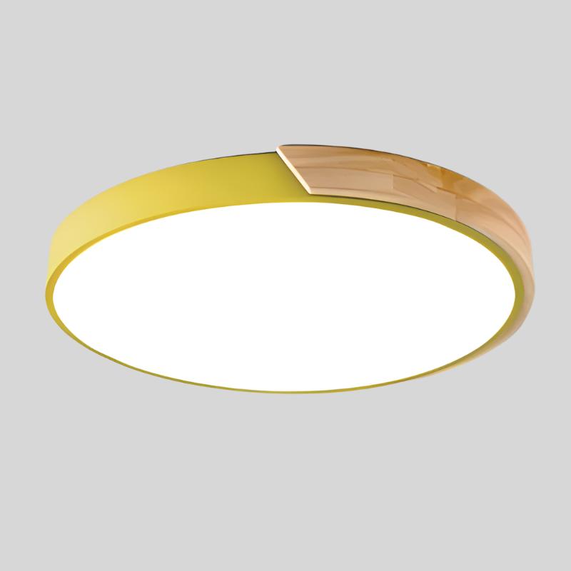 Træ LED Loftlampe | Cirkulær Design | Skandinavisk Stil | Metal + Akryl Materiale | 220V | 5-10m² Belysning | Ideel til Soveværelse Balkon Studie | Moderne Elegance