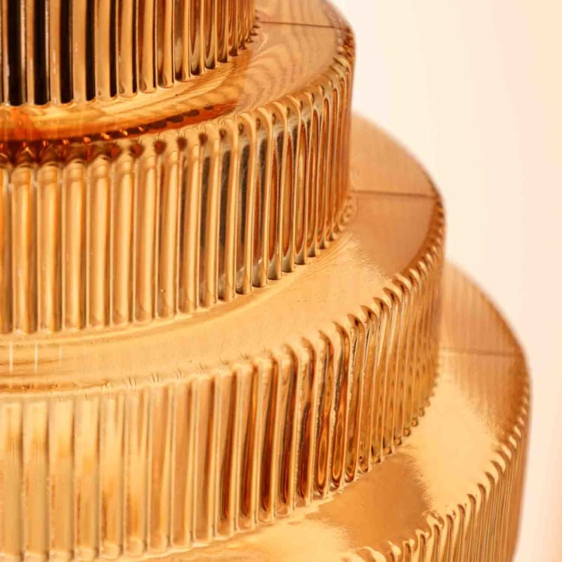 Messingglas hængelampe | Flaskeformet design | E27 fatning | 30 cm høj | Justerbar ledning 150 cm | Vintage elegance til køkken, spisestue, stue,