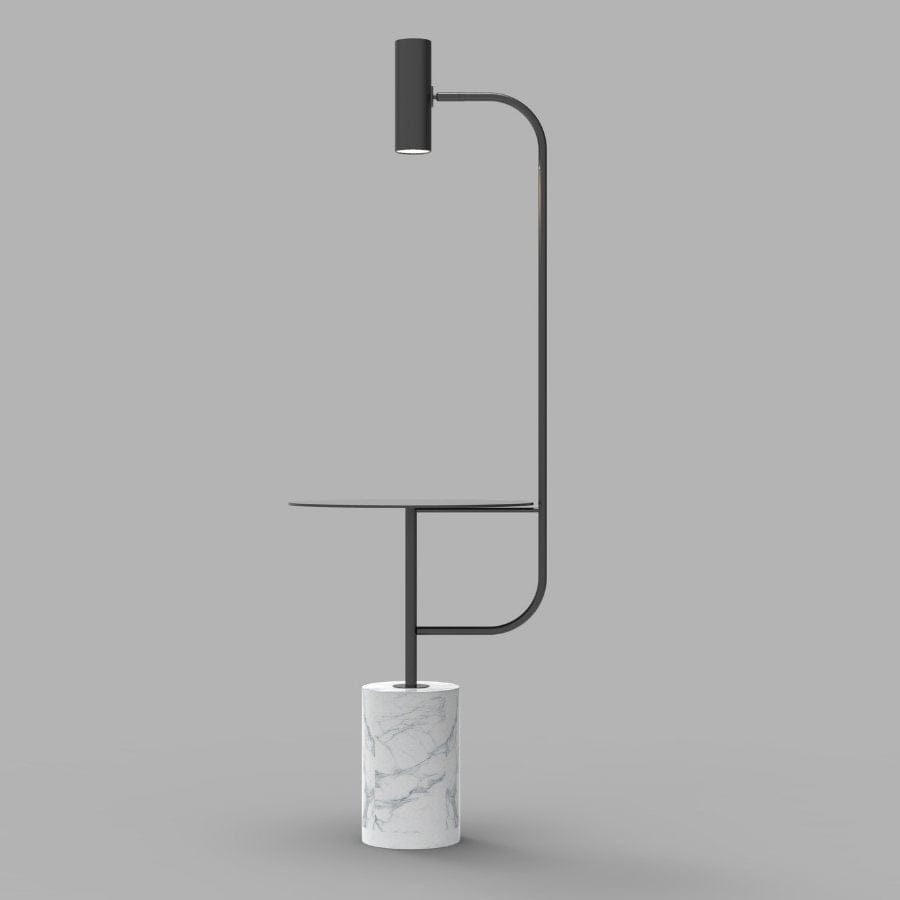 Lucorin | Stehlampe mit Regal und Marmorsockel | Integriertes LED Licht | Modernes Design | Stabil und Elegant | Für Schlafzimmer oder