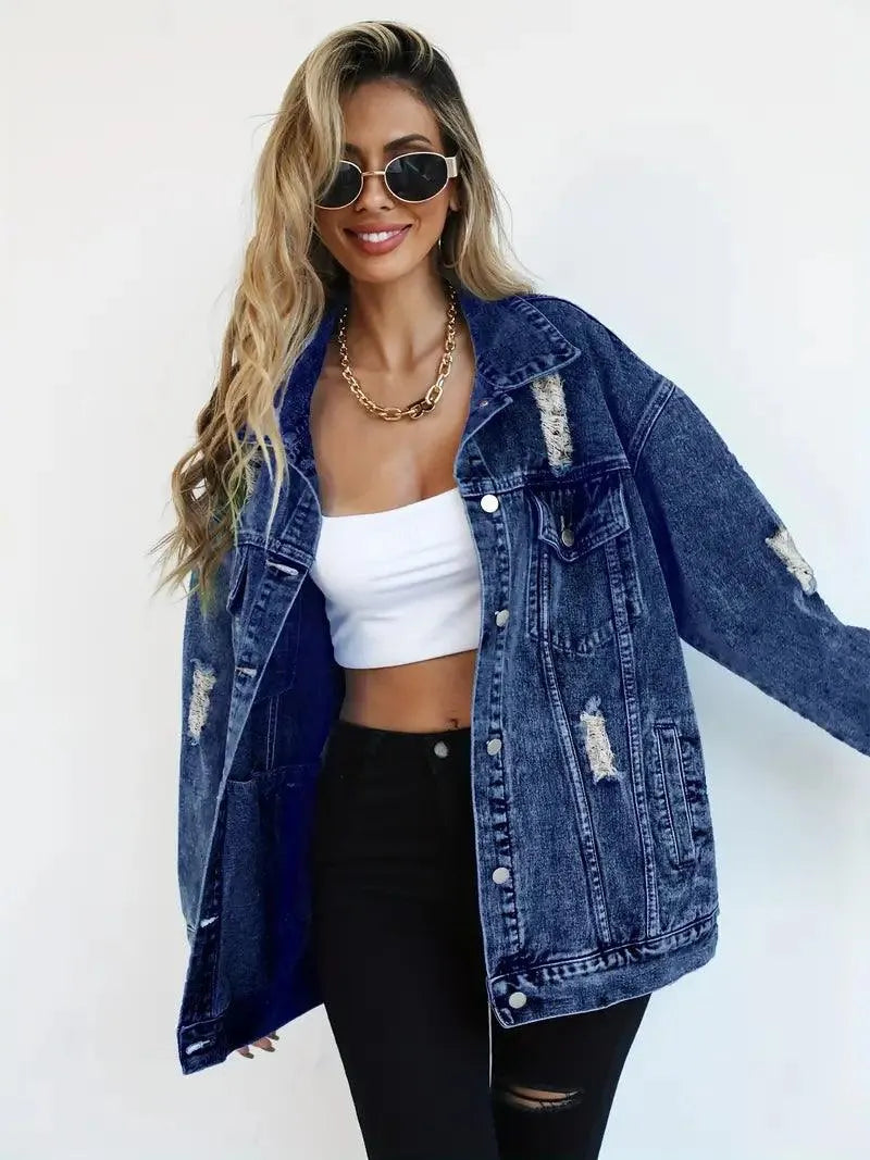 Trendy Oversized Denimjakke til Kvinder - Visconte