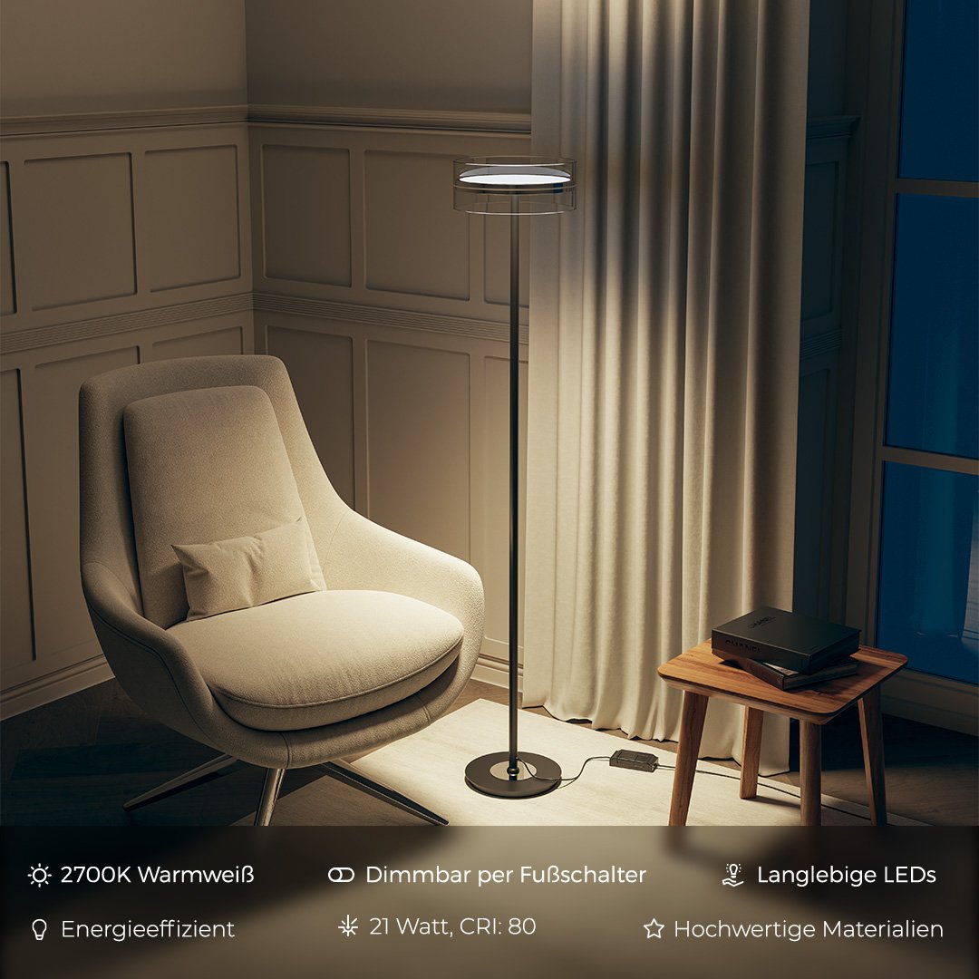 ZEPHYR | Elegante Stehlampe | Verstellbare Lampe | Modernes Design | Klassische Materialien | Hohe Qualität | Warme Atmosphäre | Perfekt für