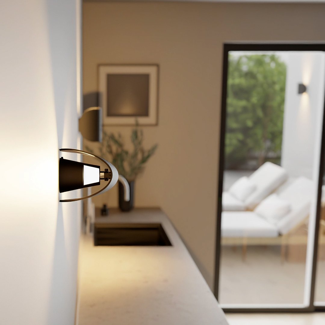 Luminoir | Dreh- und Schwenkbare LED Wandleuchte | Modernes Aluminium | Schwarz | Energieeffiziente Beleuchtung | Innen/Außen | IP65 | 20x15x10 cm