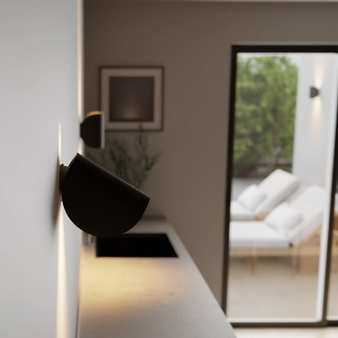 Luminoir | Dreh- und Schwenkbare LED Wandleuchte | Modernes Aluminium | Schwarz | Energieeffiziente Beleuchtung | Innen/Außen | IP65 | 20x15x10 cm