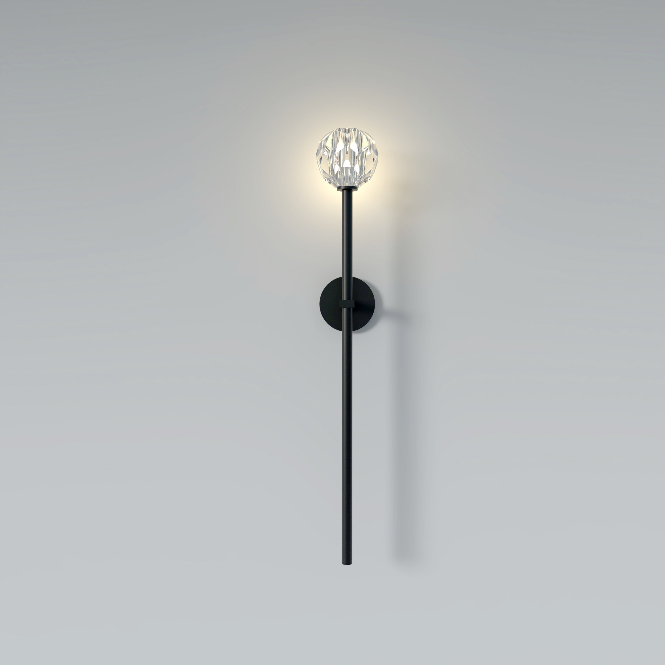 Lux vägglampa | Modern väggbelysning i järn och kristall | Nätström | Höjd 71 cm | G9-glödlampa | UL-certifierad | Svart, guld, silver | 3000K varmt ljus | Inomhusbruk
