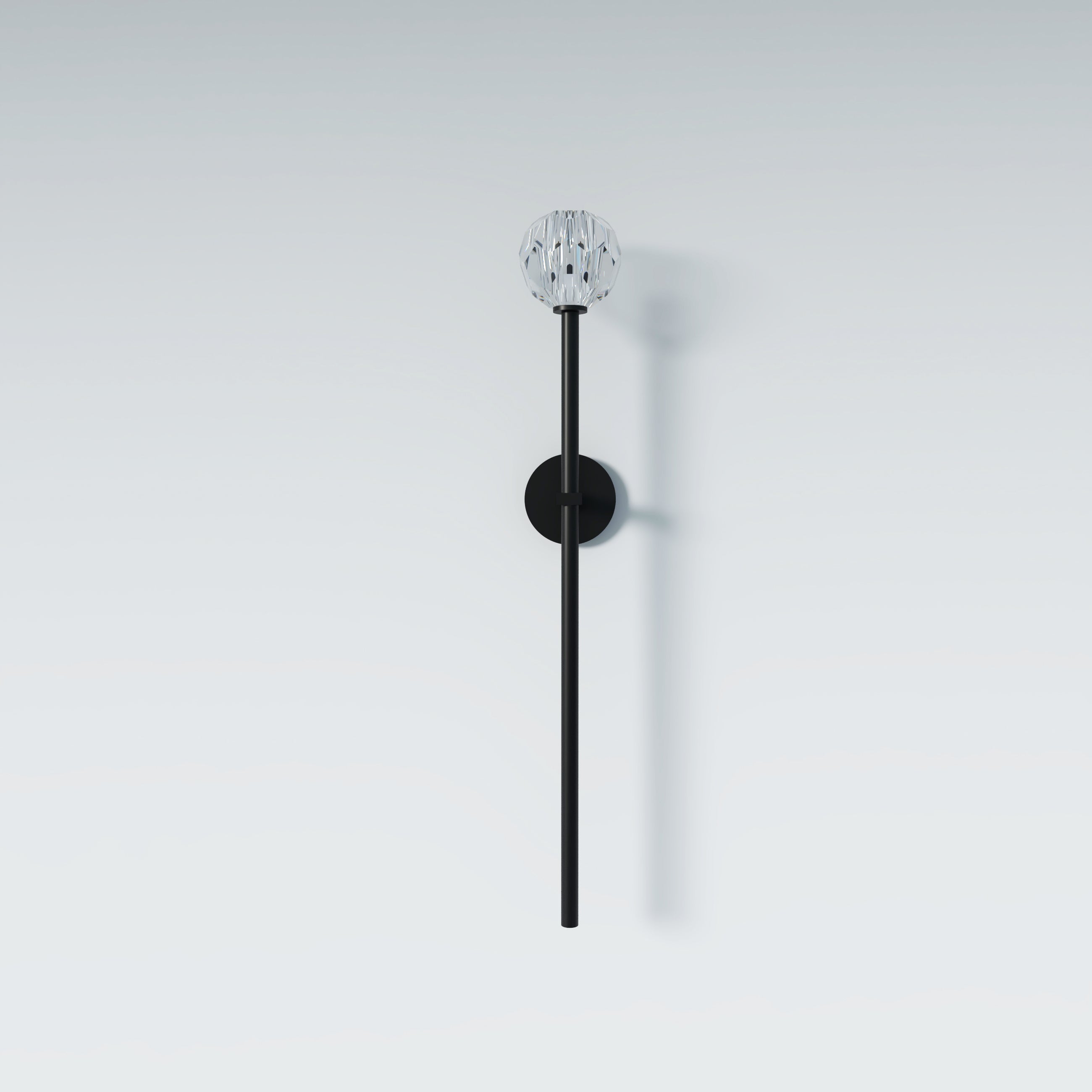 Lux vägglampa | Modern väggbelysning i järn och kristall | Nätström | Höjd 71 cm | G9-glödlampa | UL-certifierad | Svart, guld, silver | 3000K varmt ljus | Inomhusbruk