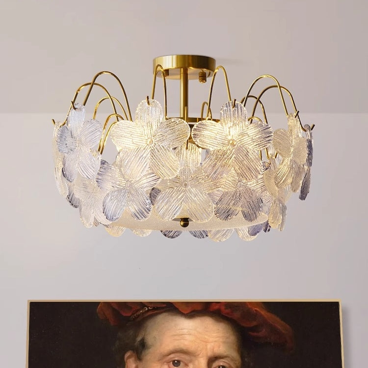 Blumenförmige Deckenleuchte aus farbigem Glas | Zeitlose Eleganz für Wohnzimmer und Esszimmer | Handgefertigtes Detail | Mehrere Farboptionen