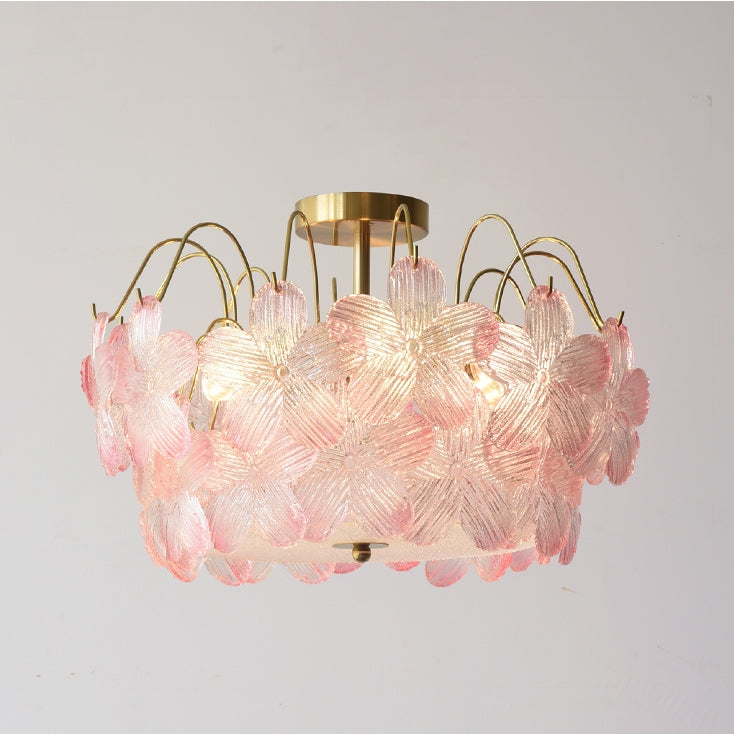 Blumenförmige Deckenleuchte aus farbigem Glas | Zeitlose Eleganz für Wohnzimmer und Esszimmer | Handgefertigtes Detail | Mehrere Farboptionen