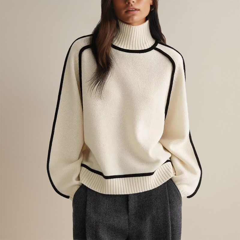 Emilie Cashmere Højhalset Trøje | Uld/Bomuld/Merinould Blend | Flerfarvet Valgmuligheder | Komfortabelt og Stilfuldt Design | Alsidig Brug til Hverdag og Begivenheder | Let at Vedligeholde | Modebevidst Fokus