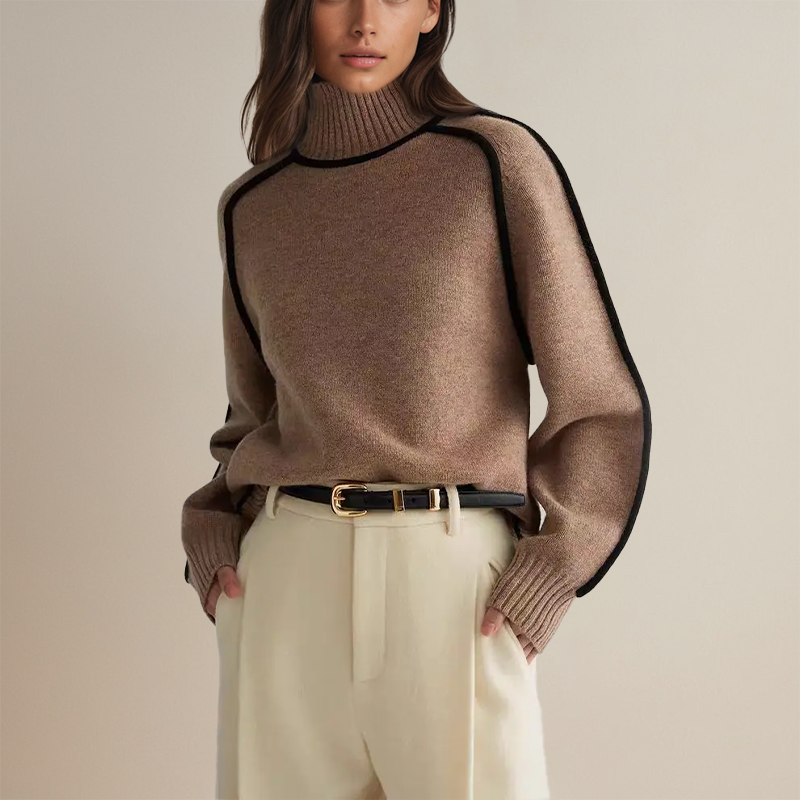 Emilie Cashmere Højhalset Trøje | Uld/Bomuld/Merinould Blend | Flerfarvet Valgmuligheder | Komfortabelt og Stilfuldt Design | Alsidig Brug til Hverdag og Begivenheder | Let at Vedligeholde | Modebevidst Fokus