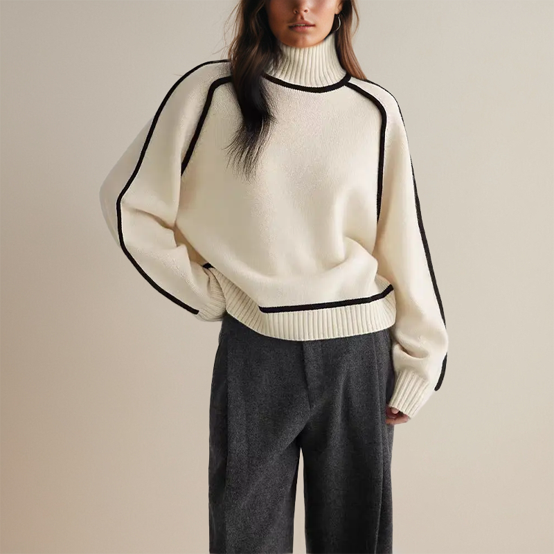Emilie Cashmere Højhalset Trøje | Uld/Bomuld/Merinould Blend | Flerfarvet Valgmuligheder | Komfortabelt og Stilfuldt Design | Alsidig Brug til Hverdag og Begivenheder | Let at Vedligeholde | Modebevidst Fokus