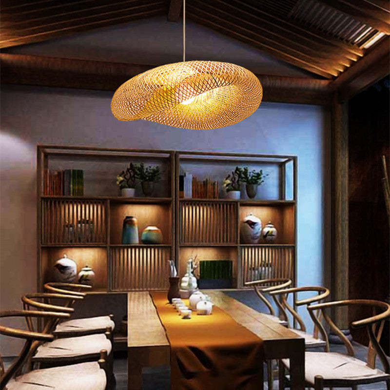 ZenBamboo | Lampa LED | Materiał bambusowy | Nowoczesne | Oświetlenie sypialni | Ciepła biel | Naturalny i ciemny bambus | Stylowy design