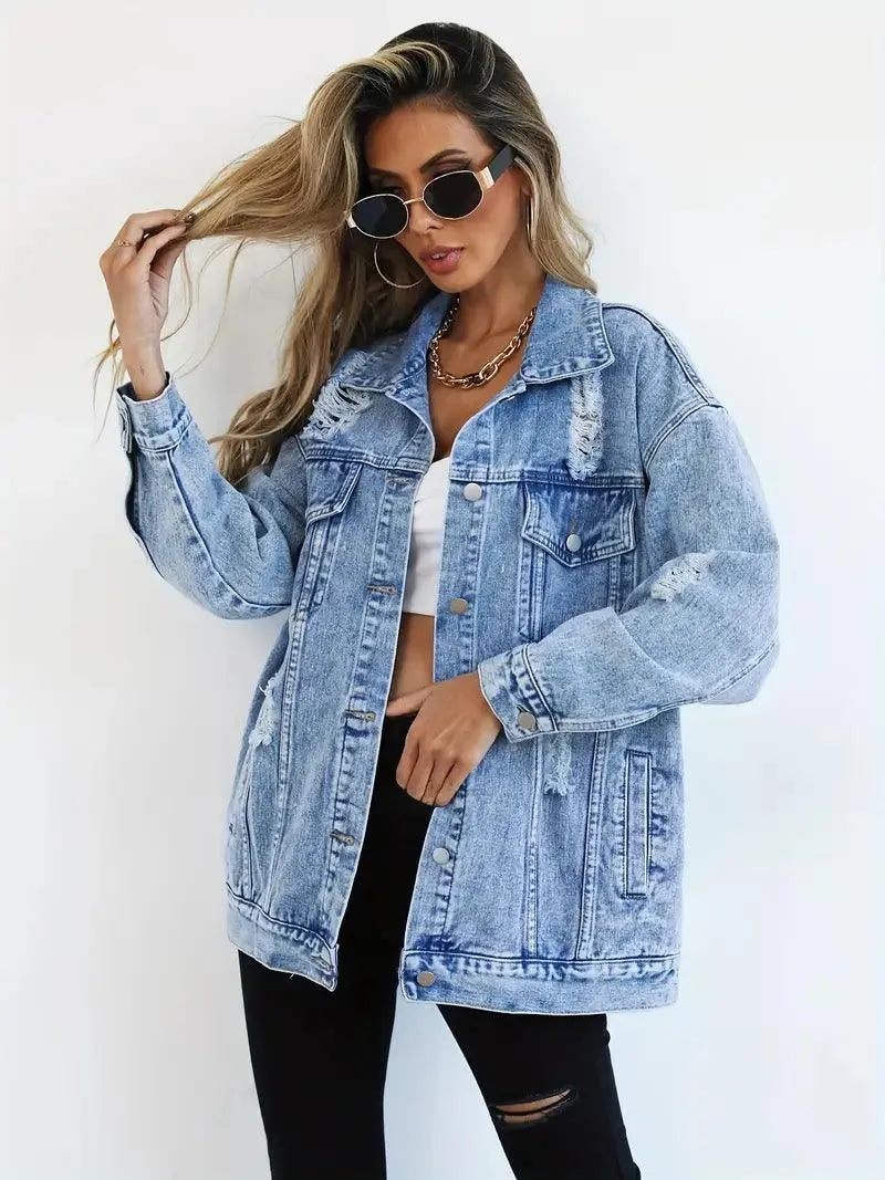 Trendy Oversized Denimjakke til Kvinder - Visconte