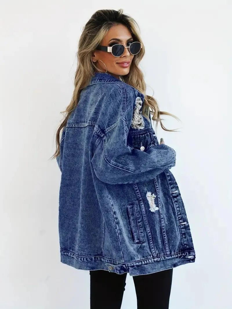 Trendy Oversized Denimjakke til Kvinder - Visconte