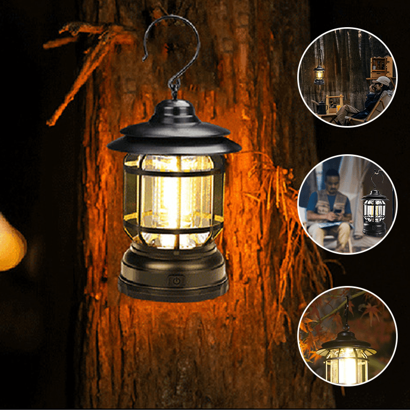 Lampe de poche vintage LED | Lumière de camping rétro | Éclairage extérieur | Intensité réglable | Idéal pour festivals, pique-niques et jardin