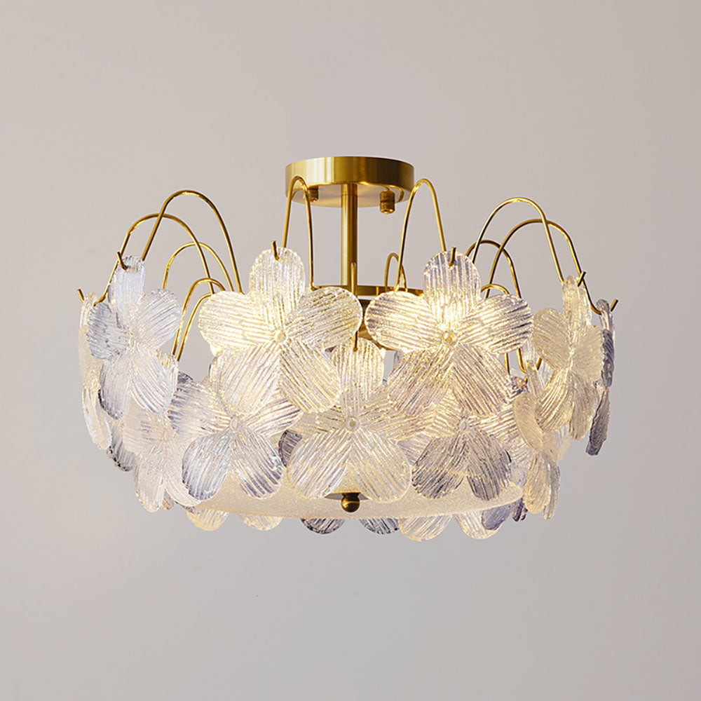 Blumenförmige Deckenleuchte aus farbigem Glas | Zeitlose Eleganz für Wohnzimmer und Esszimmer | Handgefertigtes Detail | Mehrere Farboptionen