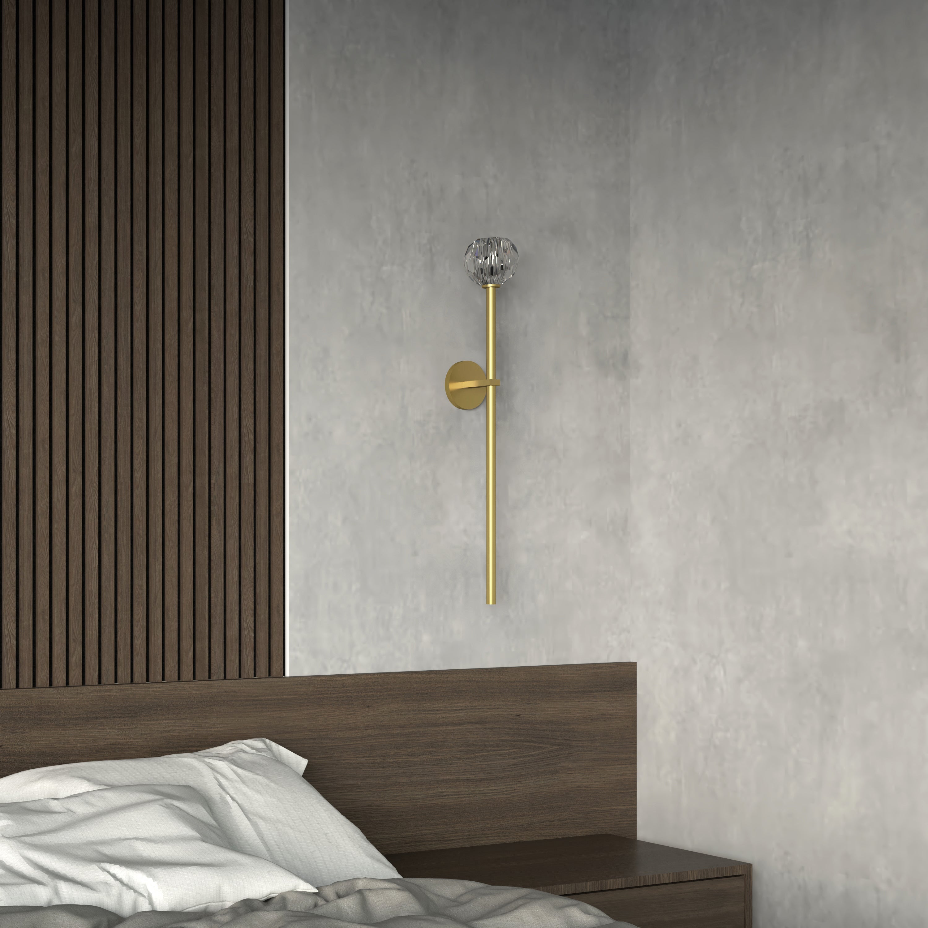 Lux vägglampa | Modern väggbelysning i järn och kristall | Nätström | Höjd 71 cm | G9-glödlampa | UL-certifierad | Svart, guld, silver | 3000K varmt ljus | Inomhusbruk