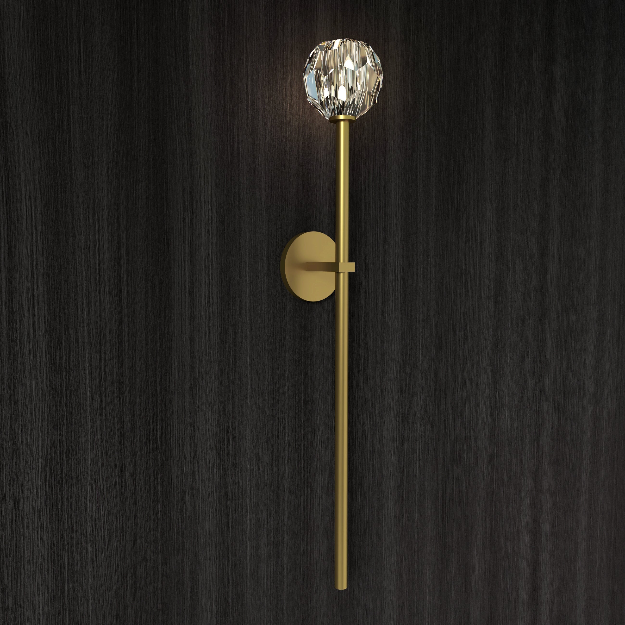 Lux vägglampa | Modern väggbelysning i järn och kristall | Nätström | Höjd 71 cm | G9-glödlampa | UL-certifierad | Svart, guld, silver | 3000K varmt ljus | Inomhusbruk