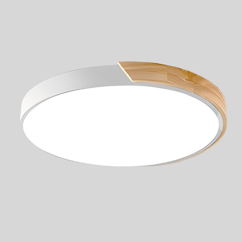 Træ LED Loftlampe | Cirkulær Design | Skandinavisk Stil | Metal + Akryl Materiale | 220V | 5-10m² Belysning | Ideel til Soveværelse Balkon Studie | Moderne Elegance