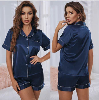 Aurelia Pyjamasæt | Satin Silke Luksus | Blød Komfort | Temperaturregulering | Elegant Design
