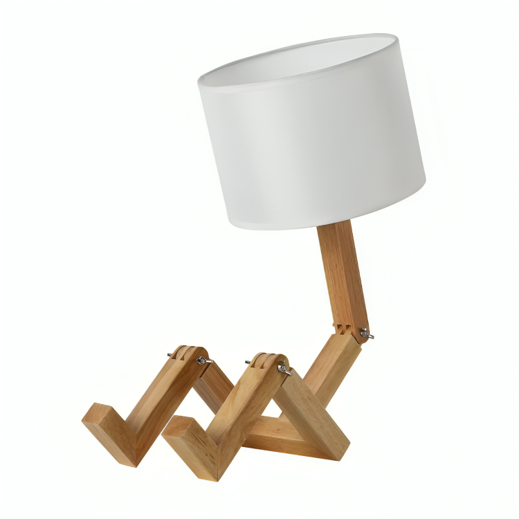 NordicLight | Lampe de table élégante avec étagère intégrée | Design scandinave | Blanc et couleur bois | Éclairage réglable | Métal et matériaux en