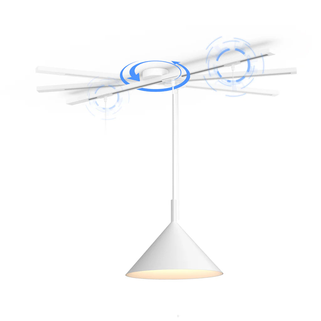 Morris Loftskinne til Pendellampe | 360° Rotationsdesign | Universal kompatibilitet | Fleksibel installering | Sort aluminium | Inkl. 3 lyskilder | Let positioneringsjustering | Moderne belysningsløsning