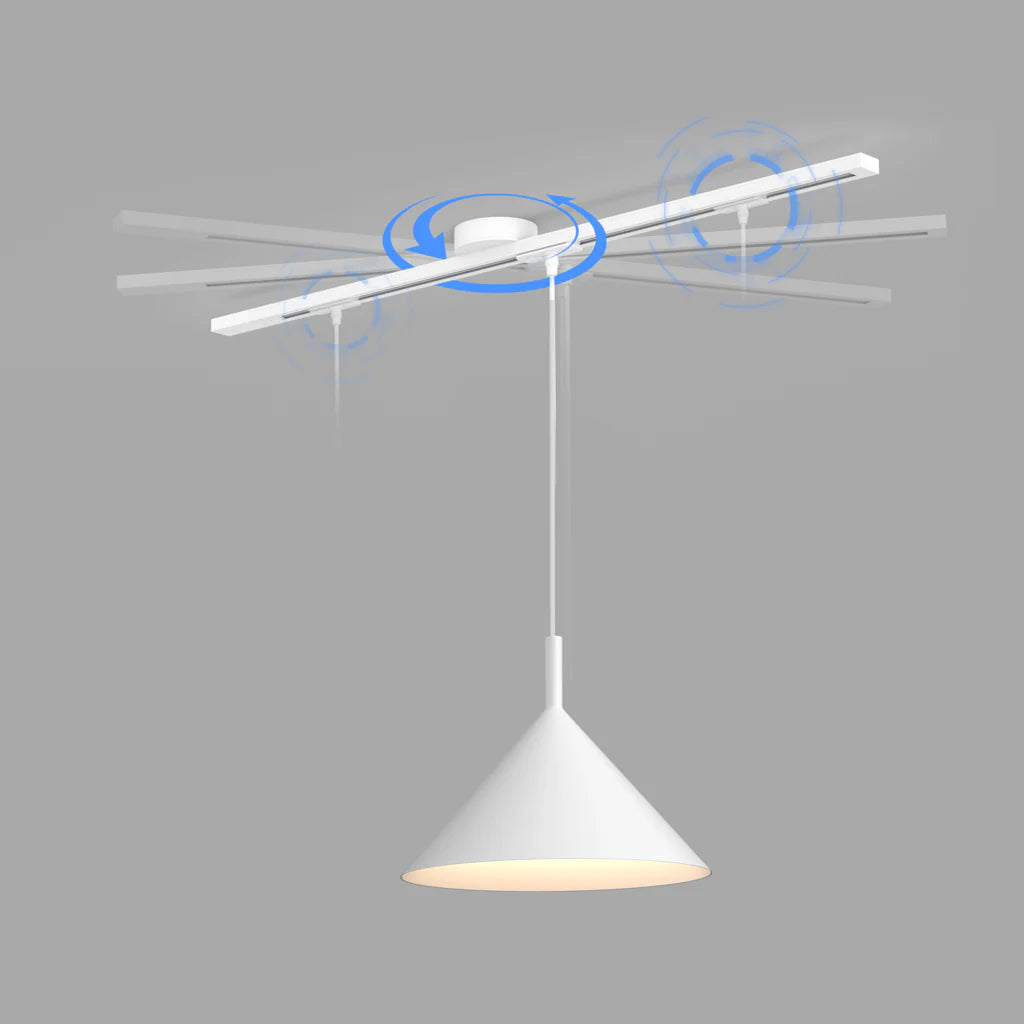 Morris Loftskinne til Pendellampe | 360° Rotationsdesign | Universal kompatibilitet | Fleksibel installering | Sort aluminium | Inkl. 3 lyskilder | Let positioneringsjustering | Moderne belysningsløsning