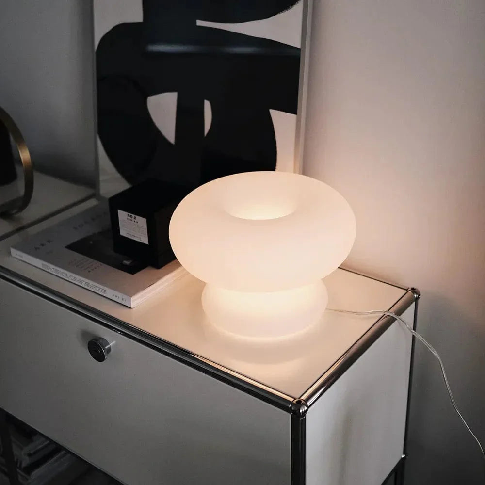 Lampe Maki en forme de champignon | Blanc | Éclairage LED | Design unique | 25 cm x 35 cm | Plastique & Métal | Courant secteur | Parfait pour salon