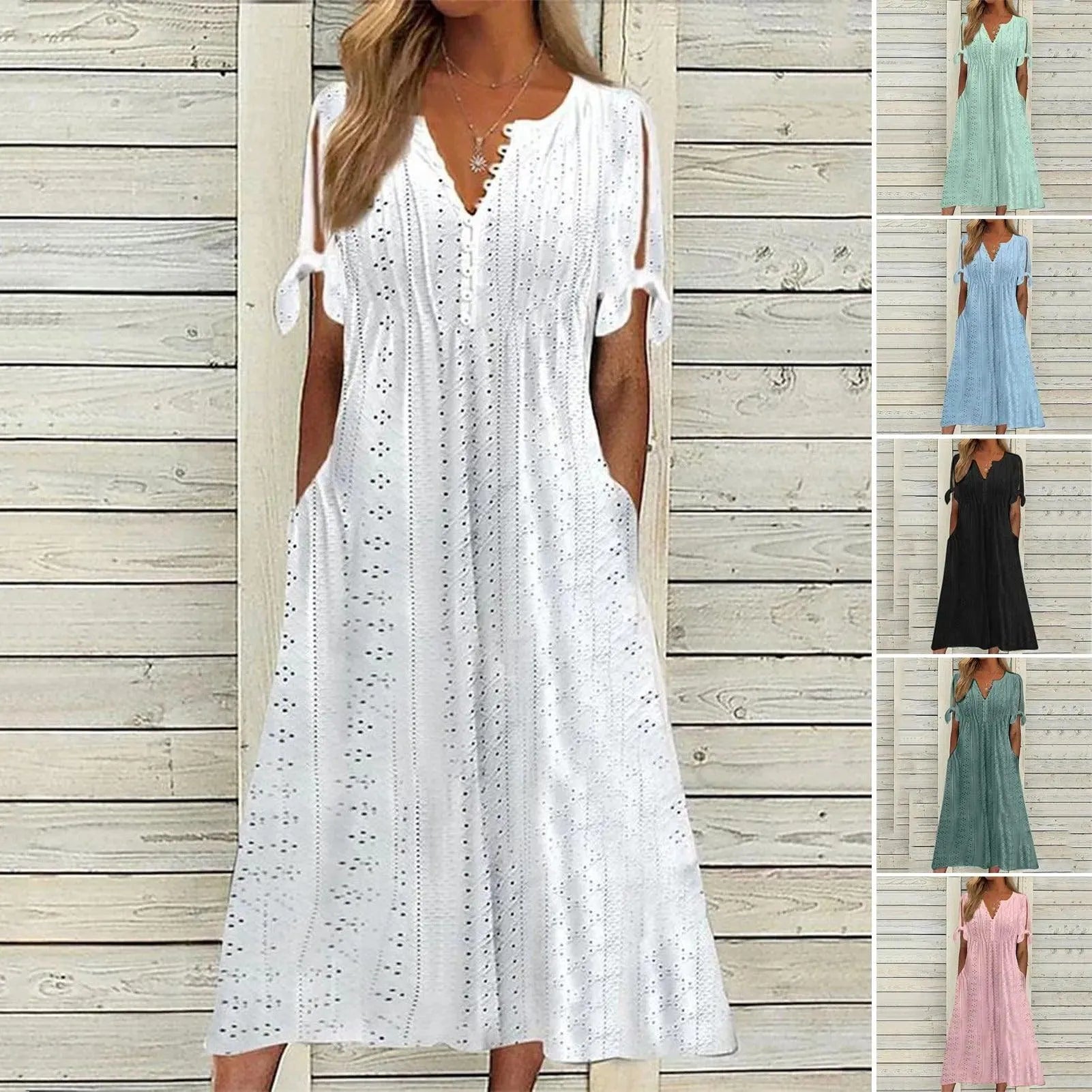 Luftig sommerkjole med cut-out mønster