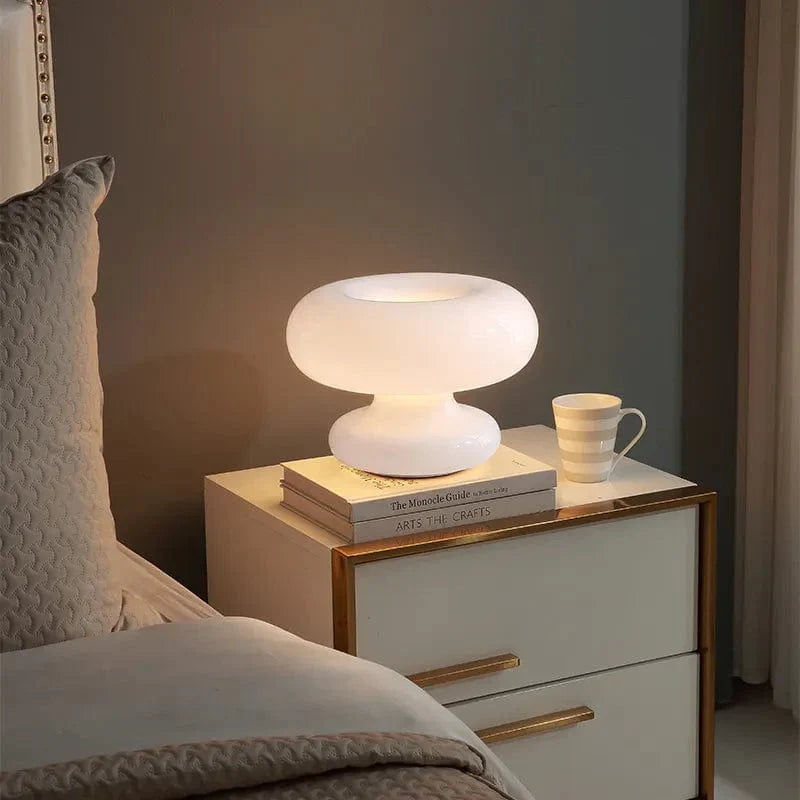 Lampe Maki en forme de champignon | Blanc | Éclairage LED | Design unique | 25 cm x 35 cm | Plastique & Métal | Courant secteur | Parfait pour salon