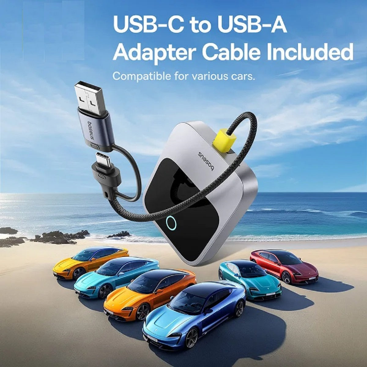 Trådløs CarPlay Adapter | Bluetooth 5.3 + WiFi 5.8GHz | 8-kernet Chip | Auto-tilslutning | Apple CarPlay Kompatibilitet | Aluminium Hylster | Plug & Play Installation | Stemmekontrol Support