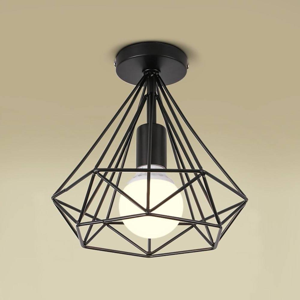 Mini LED Geometrisk Loftlampe | Retro Design | Sort Metalramme | Til Indendørs Brug | Passer Til Stue, Soveværelse og Spisestue | 9W LED | 110V