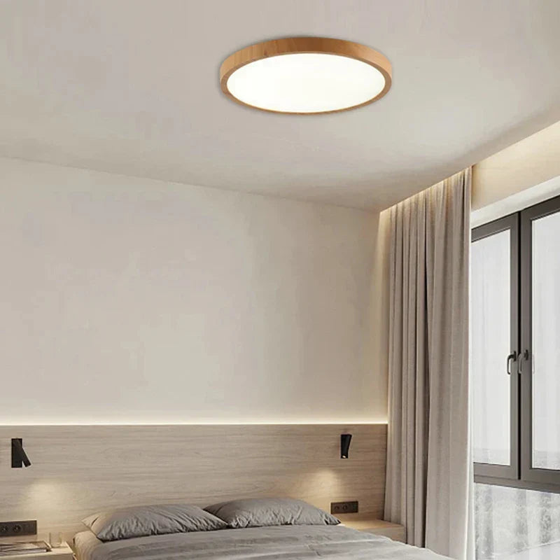 Moderne ultratynd LED loftsarmatur | Valnøddetræ design | Tre justerbare lysindstillinger | Stue belysning | Stilfuld minimalisme | AC 220V-240V | CCC certificeret | ROHS Certificeret