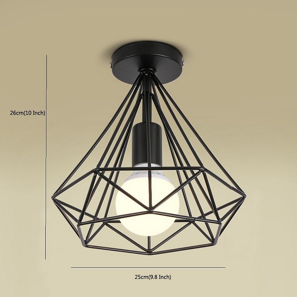 Mini LED Geometrisk Loftlampe | Retro Design | Sort Metalramme | Til Indendørs Brug | Passer Til Stue, Soveværelse og Spisestue | 9W LED | 110V
