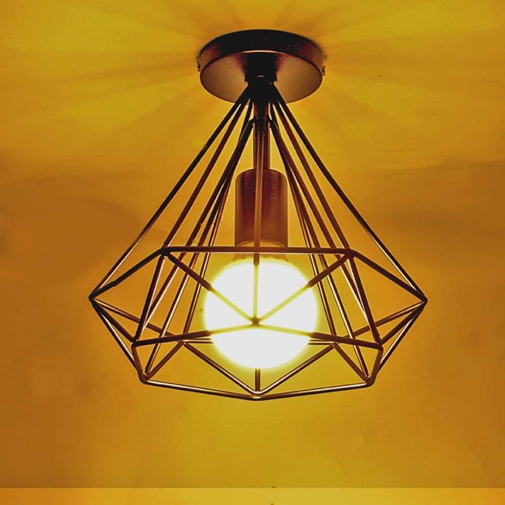 Mini LED Geometrisk Loftlampe | Retro Design | Sort Metalramme | Til Indendørs Brug | Passer Til Stue, Soveværelse og Spisestue | 9W LED | 110V