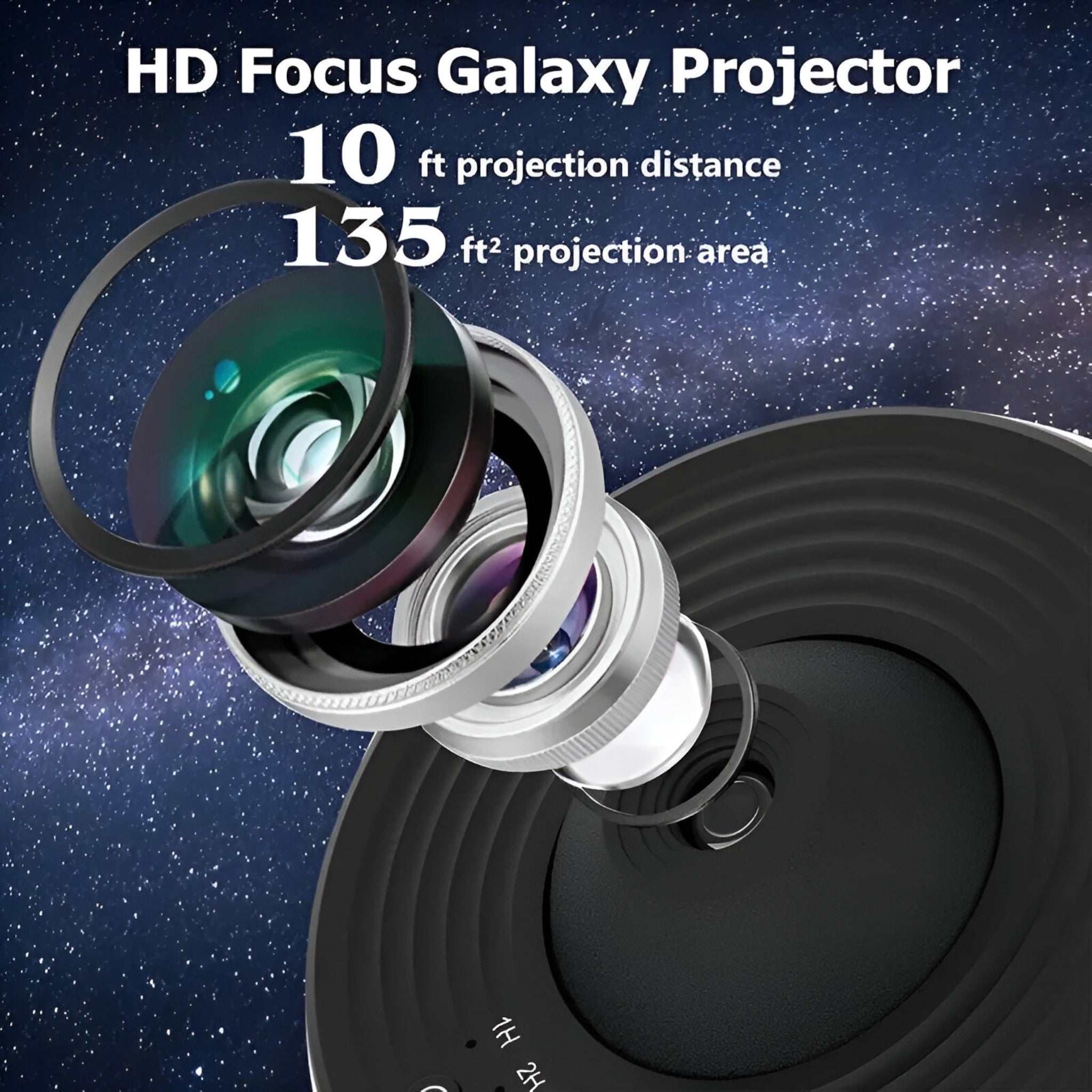 GalaxyDream™ | Stjernehimmel Projektor | 360° Rotering | HD & Ultra Klar | 13 Rumtema Projektioner | Kosmisk Natlys | Rolig & Søvnvenlig | Universum i Dit Soveværelse
