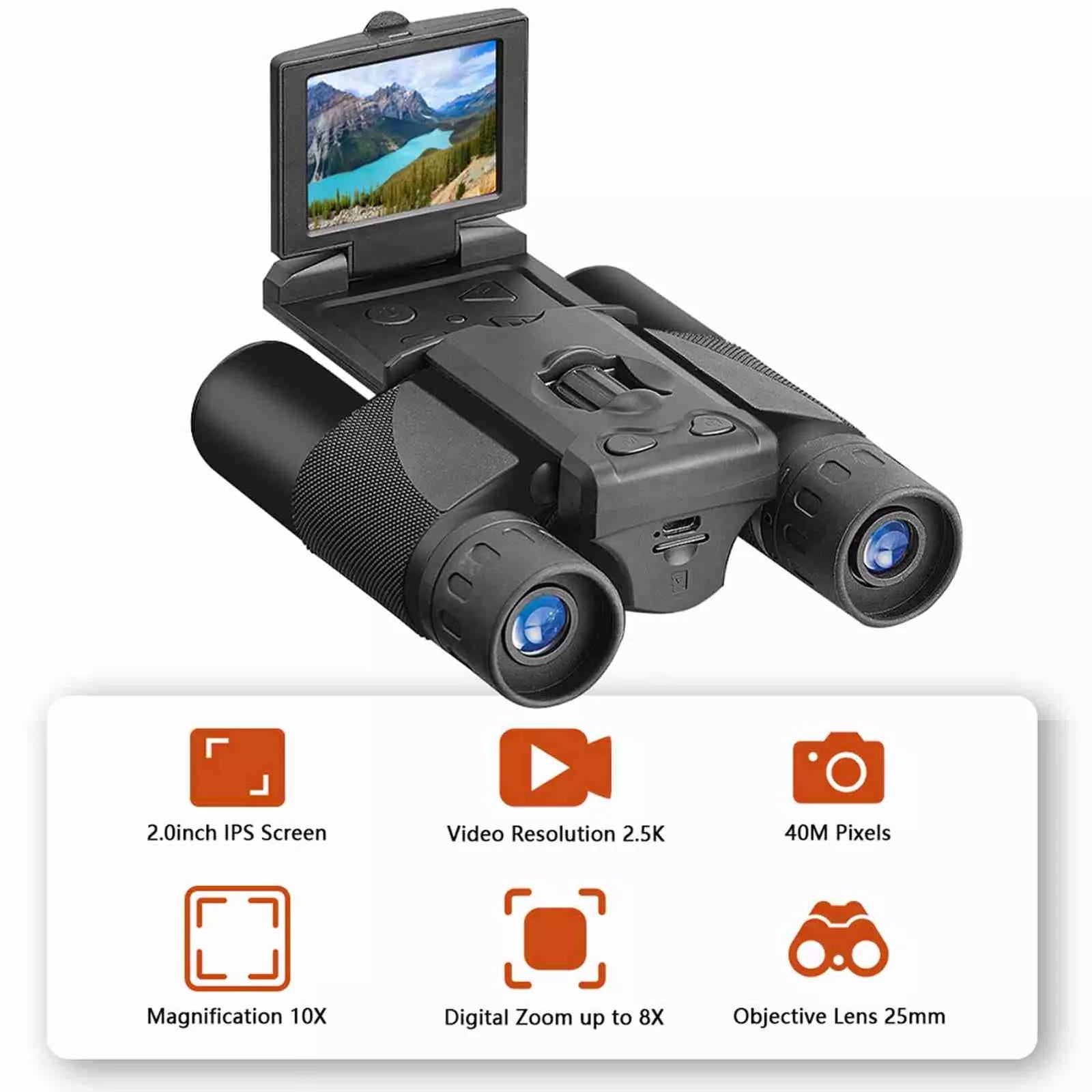 Digital Kamera Kikkert | Indbygget HD-videooptagelse | 10x Optisk Zoom | 25mm Linse | Perfekt til Natur & Sport | 1,5" LCD | MicroSD-Lagring | Kompakt & Brugervenlig | Ideel til Rejser & Udendørs Eventyr