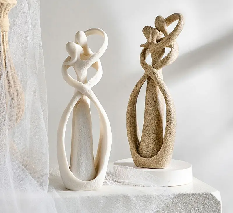 Abstrakt Figurin Timeless Love Dekoration | Inspirerende Håndlavet Skulptur | Gaveidé til Særlige Anledninger | Moderne Kunstindretning | Høj Kvalitet Polyresin | Oplev Kærlighedens Kunst Spænding