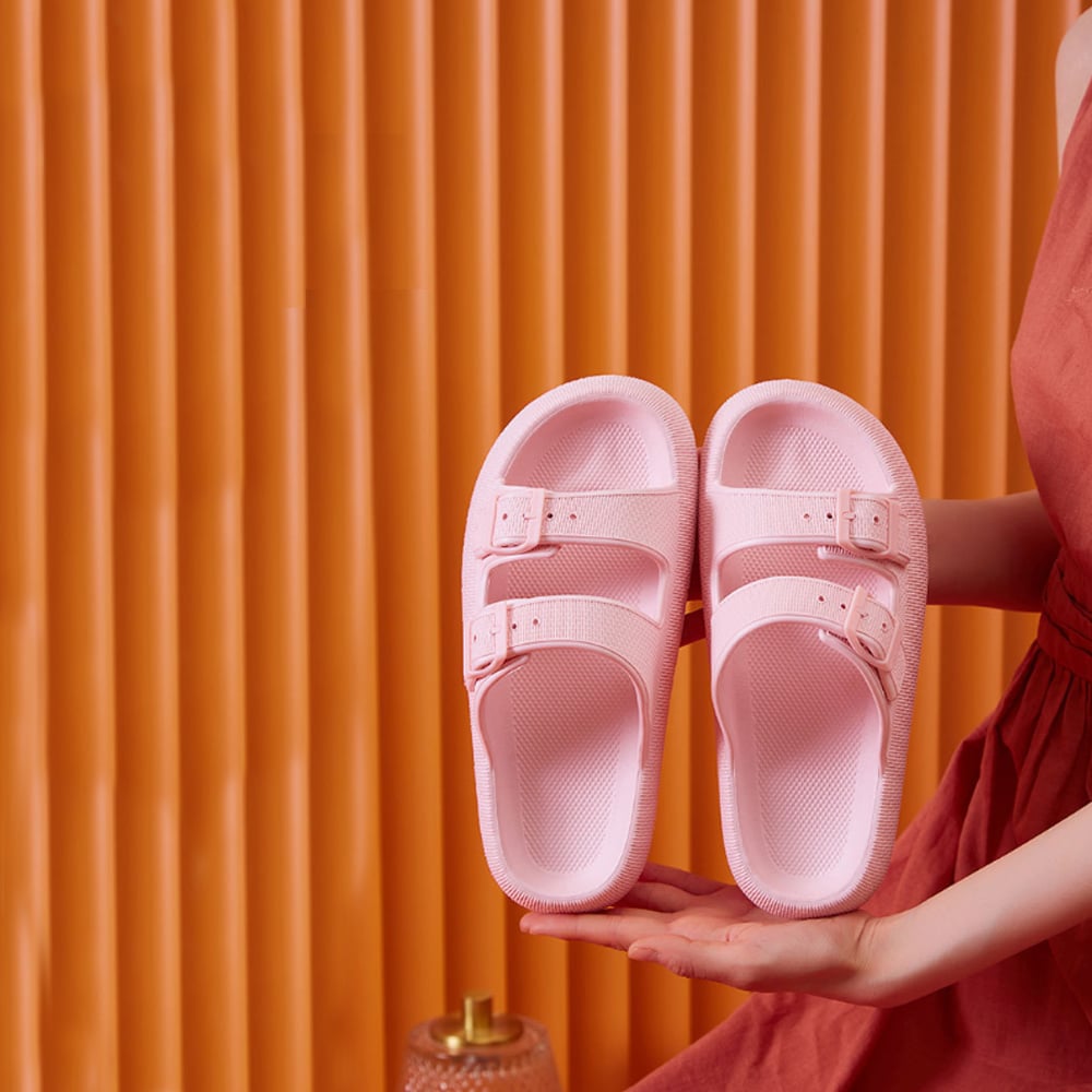 Slippers / Tøfler m/Spænde - Bløde & Skridsikre i flere flotte farver (kendt som Happy Flops)