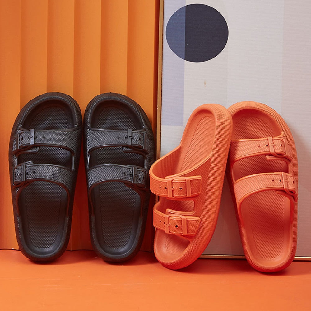 Slippers / Tøfler m/Spænde - Bløde & Skridsikre i flere flotte farver (kendt som Happy Flops)