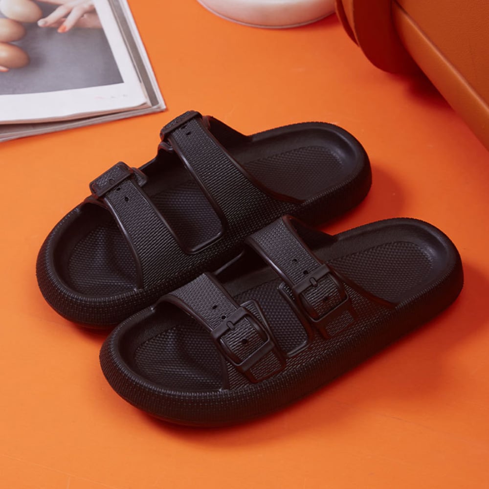 Slippers / Tøfler m/Spænde - Bløde & Skridsikre i flere flotte farver (kendt som Happy Flops)