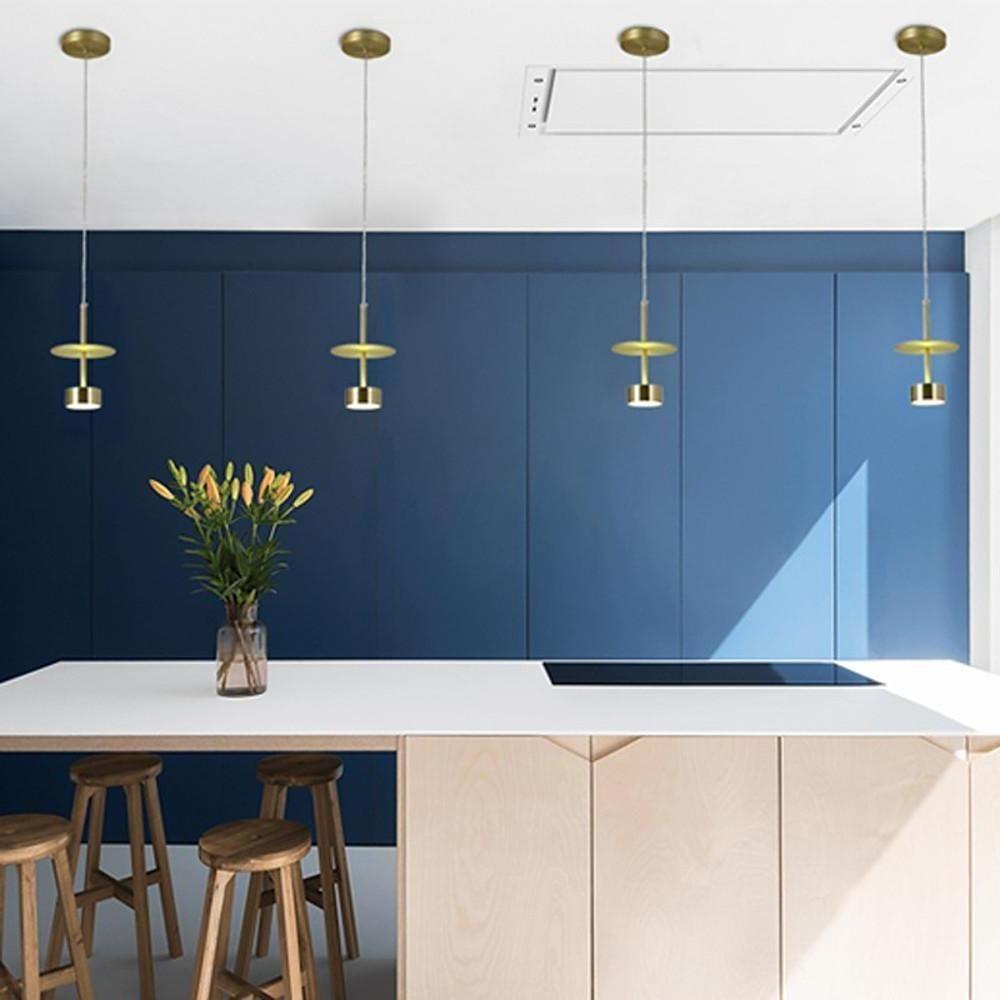 Couleur or | lampe de plafond LED | pour îlot de cuisine | design industriel moderne | hauteur réglable | 1 lampe | LED intégrée | finition métal