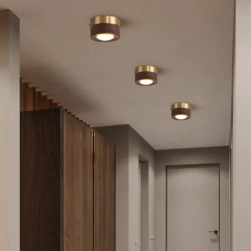 Lampe de plafond en noix | Technologie LED | Artisanat en bois | Design circulaire élégant | Éclairage clair pour tout salon | Économe en énergie et