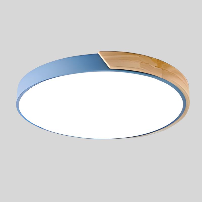 Træ LED Loftlampe | Cirkulær Design | Skandinavisk Stil | Metal + Akryl Materiale | 220V | 5-10m² Belysning | Ideel til Soveværelse Balkon Studie | Moderne Elegance