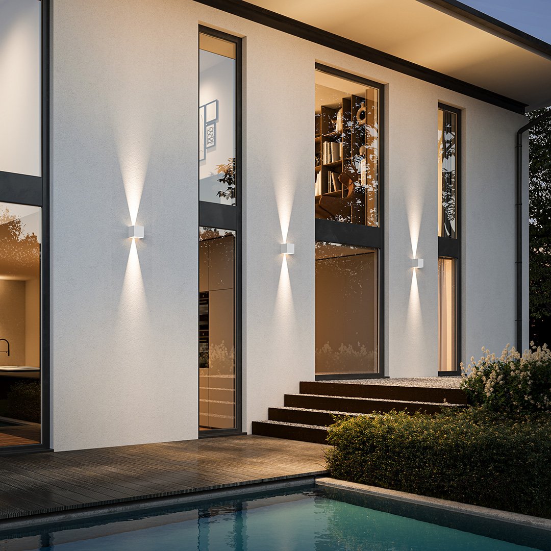 LumenGuard | Sort Wetterfeste LED Wandleuchte | Innen- und Außenbereich | Modernes Design | Aluminium | IP65 | Energieeffizient | 12x12x12 cm