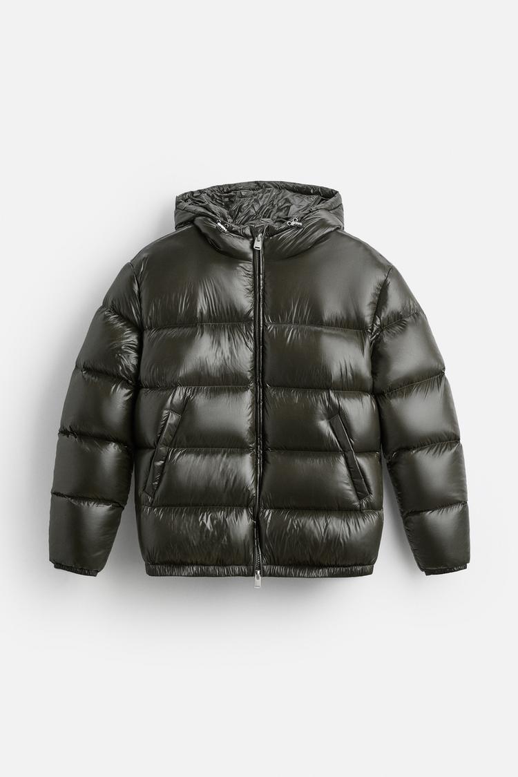 Vandtæt Pufferjakke Herre | Grå andedun | Genanvendt Polyamid | Justerbar Hætte & Krave | Elastiske Manchetter | Trendy & Funktionel | Str. XS-XXL