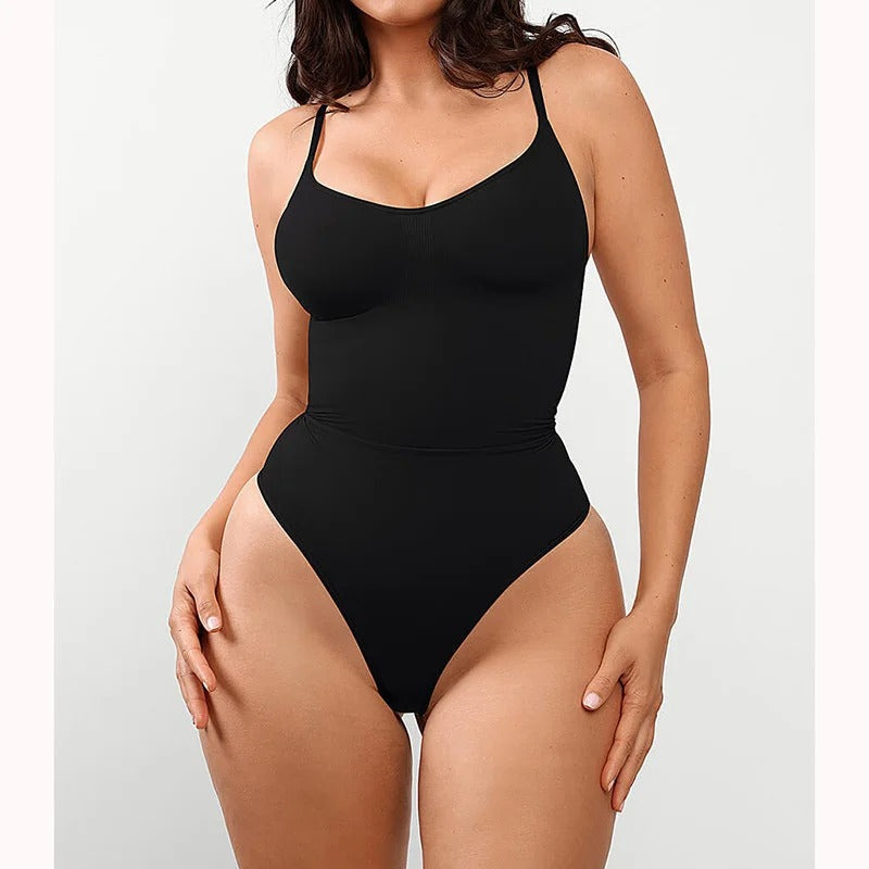 JUNA Bodyshaper V2 | Høj Talje | Meshpaneler | Justerbare Stropper | Mavekontrol | Komfortabel Nylon-Blend | Usynlig Under Tøj | Formende og Glattende | Elegant Timeglasdesign | Kvinders Bodysuit